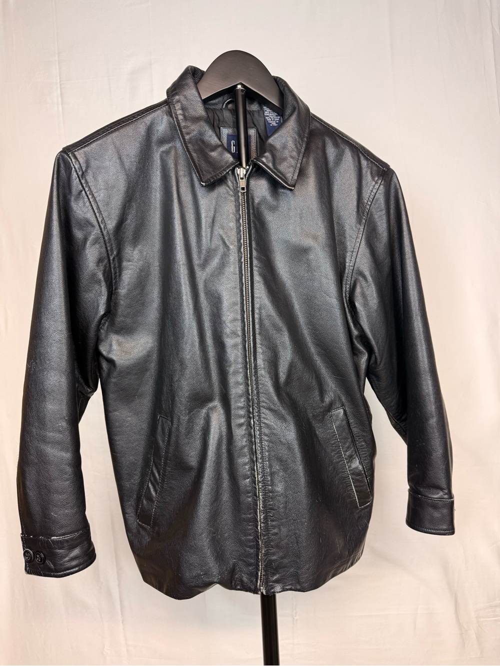 Y2K VINTAGE GAP BLACK LEATHER JACKET | WOMEN'S XL | GENUINE LEATHER